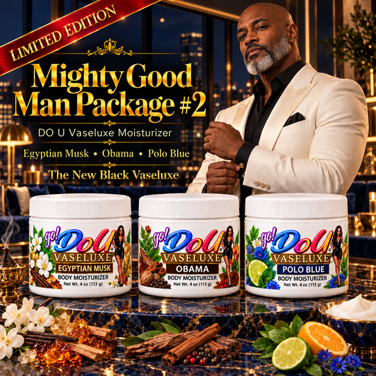 DO U Vaseluxe Mighty Good Man Bundle #2 — Egyptian Musk, Obama & Polo Blue | Three 4 oz Moisturizers